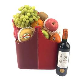 Selected Dragon Boat Festival fruit basket + imported red wine RL99R