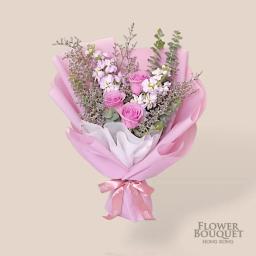 Purple rose + seasonal lining flowers primary school graduation bouquet